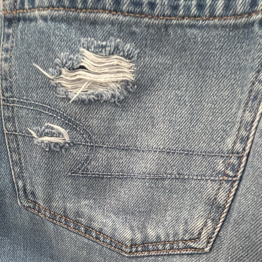 American Eagle Women’s Distressed Button-fly Straight Leg Jeans 14Long - Picture 12 of 13
